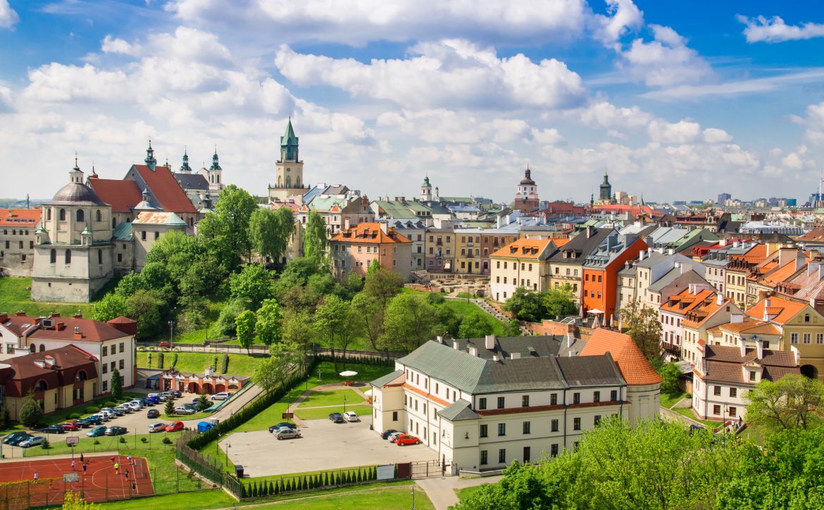 Panorama of old town in City of Lublin, Poland